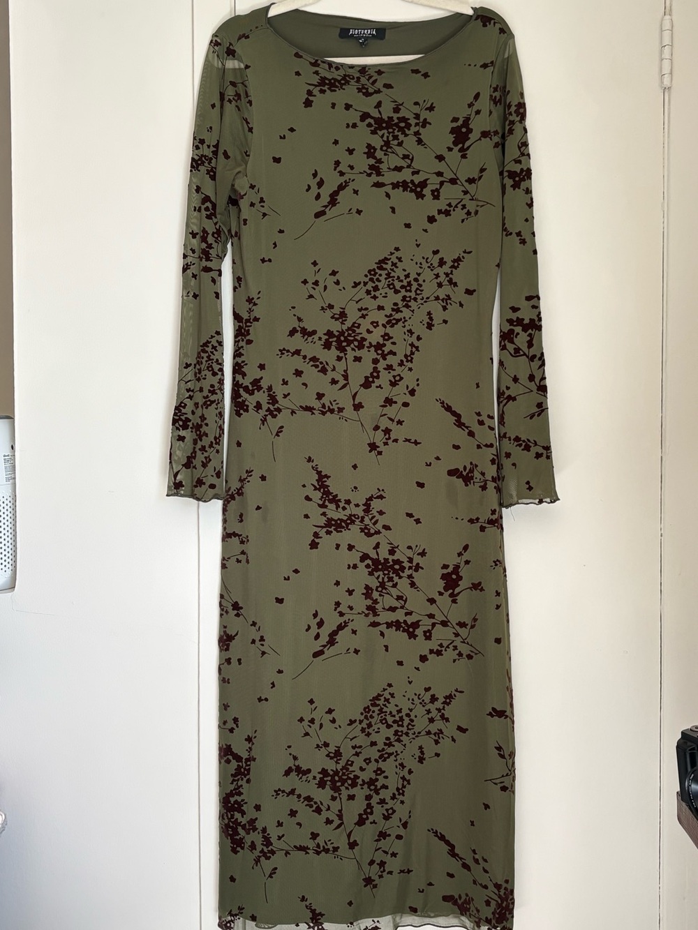 Disturbia Green Floral Long Sleeve Midi Dress